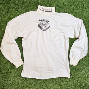 Skiing Vintage 90s Turtle Neck White Long Sleeve Tee Popeye Made In Usa